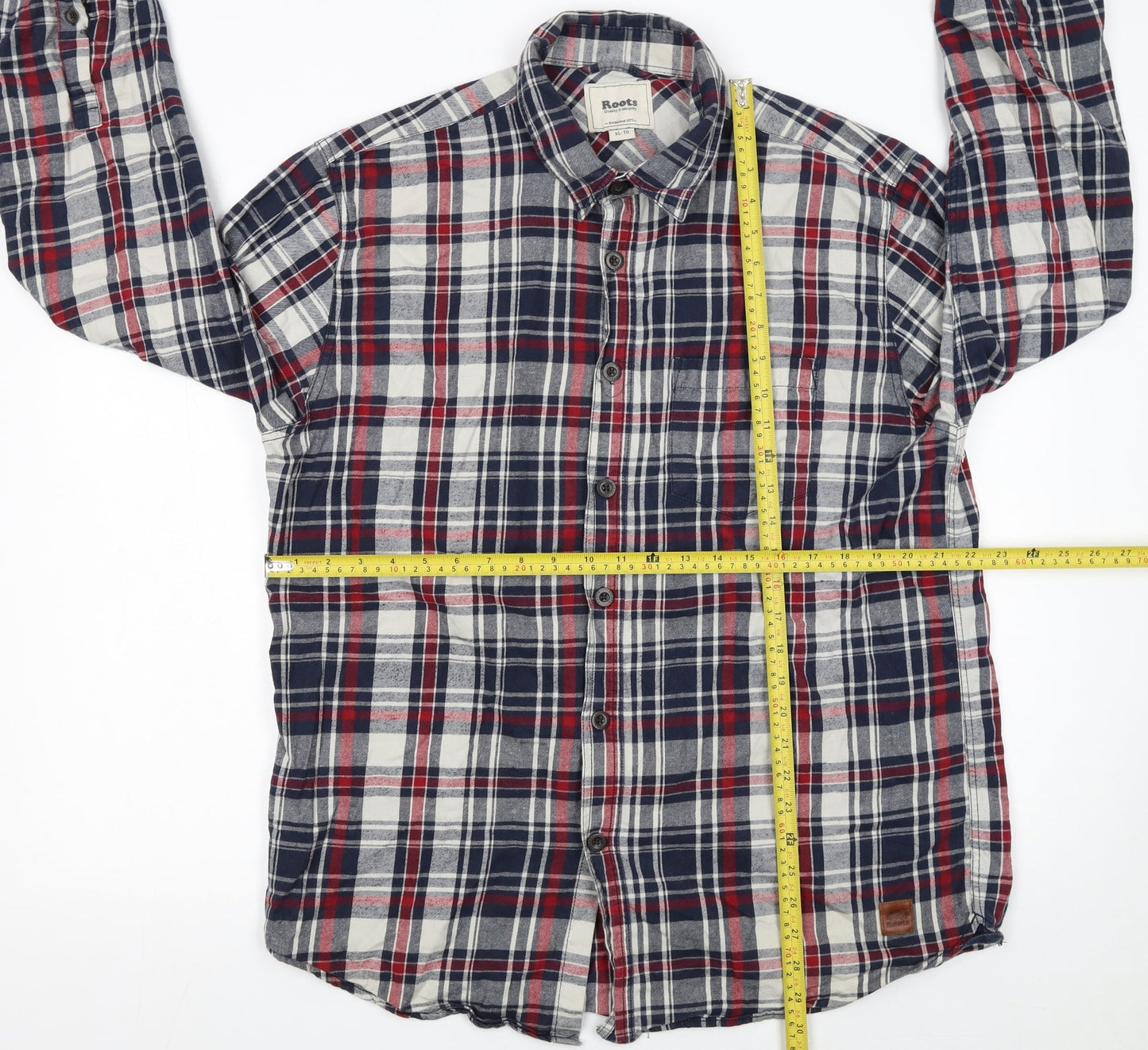 Roots Men's Multicoloured Plaid Flannel Button-Up Shirt XL