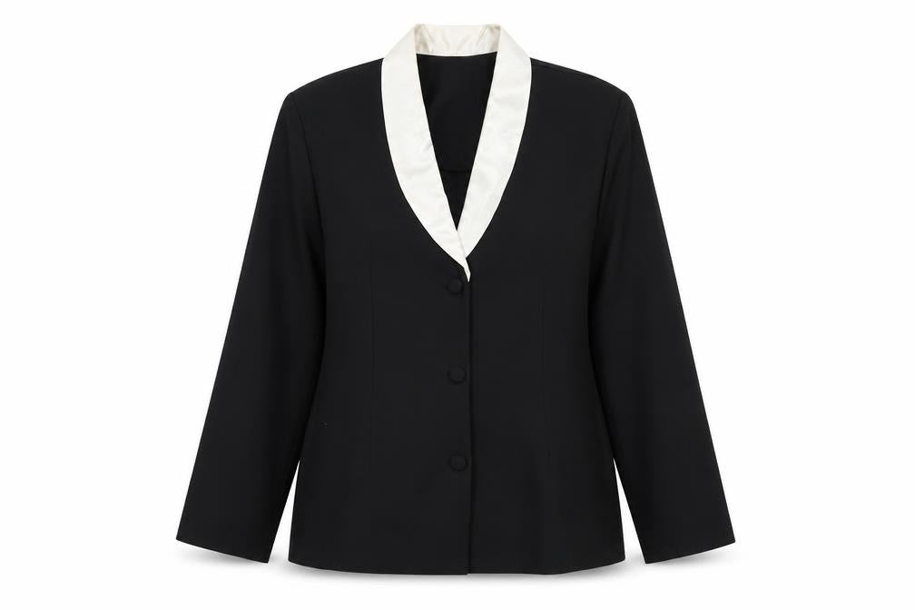 Ideal Women's Black Tuxedo Style Shawl Collar Suit Jacket Size 14