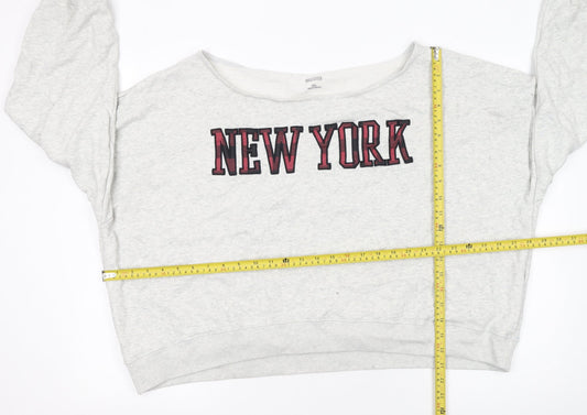 Hollister Women Grey 'New York' Pullover Sweatshirt Size 2XL