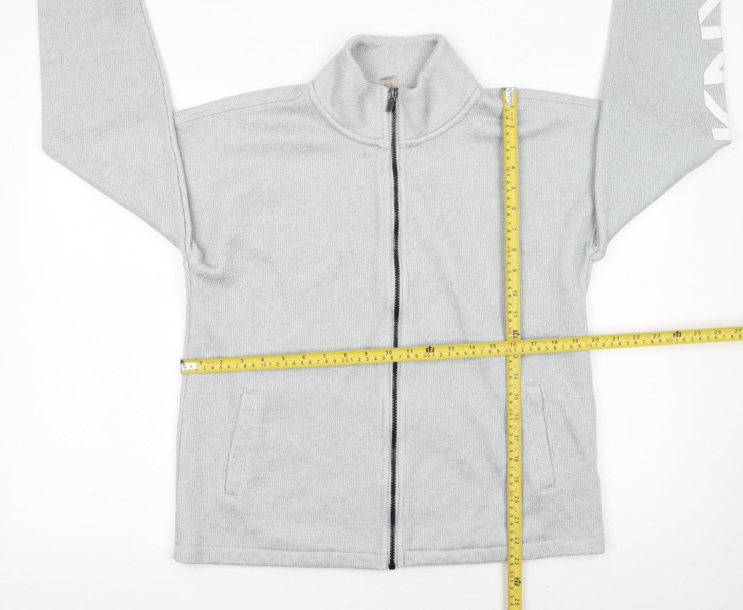 DKNY Women Grey Track Jacket Size L Full Zip Sportswear