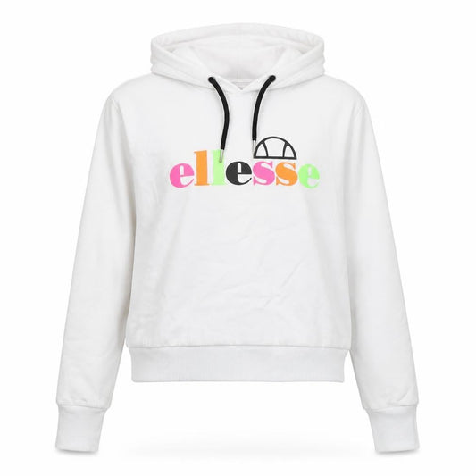 Ellesse Womens White Pullover Hoodie UK 10 Cotton Blend Logo Design