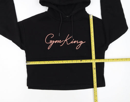 Gym King Women Black Crop Hoodie Size 8 Cotton Blend Pullover