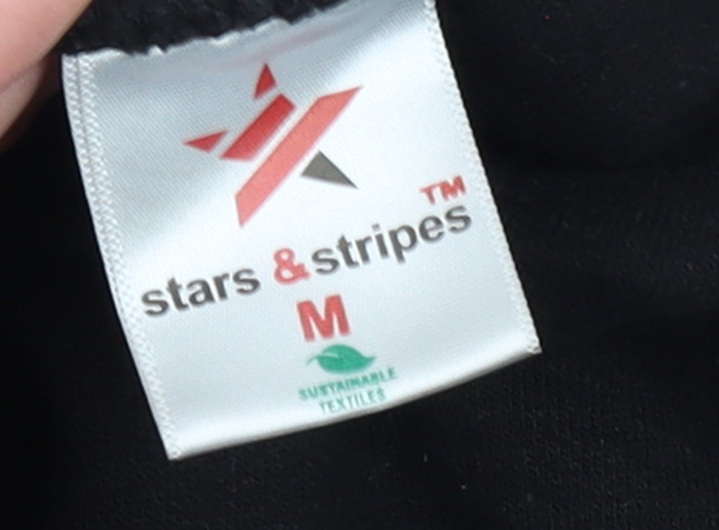 Stars & Stripes Men’s Black Pullover Fleece Hoodie Size M Regular Fit