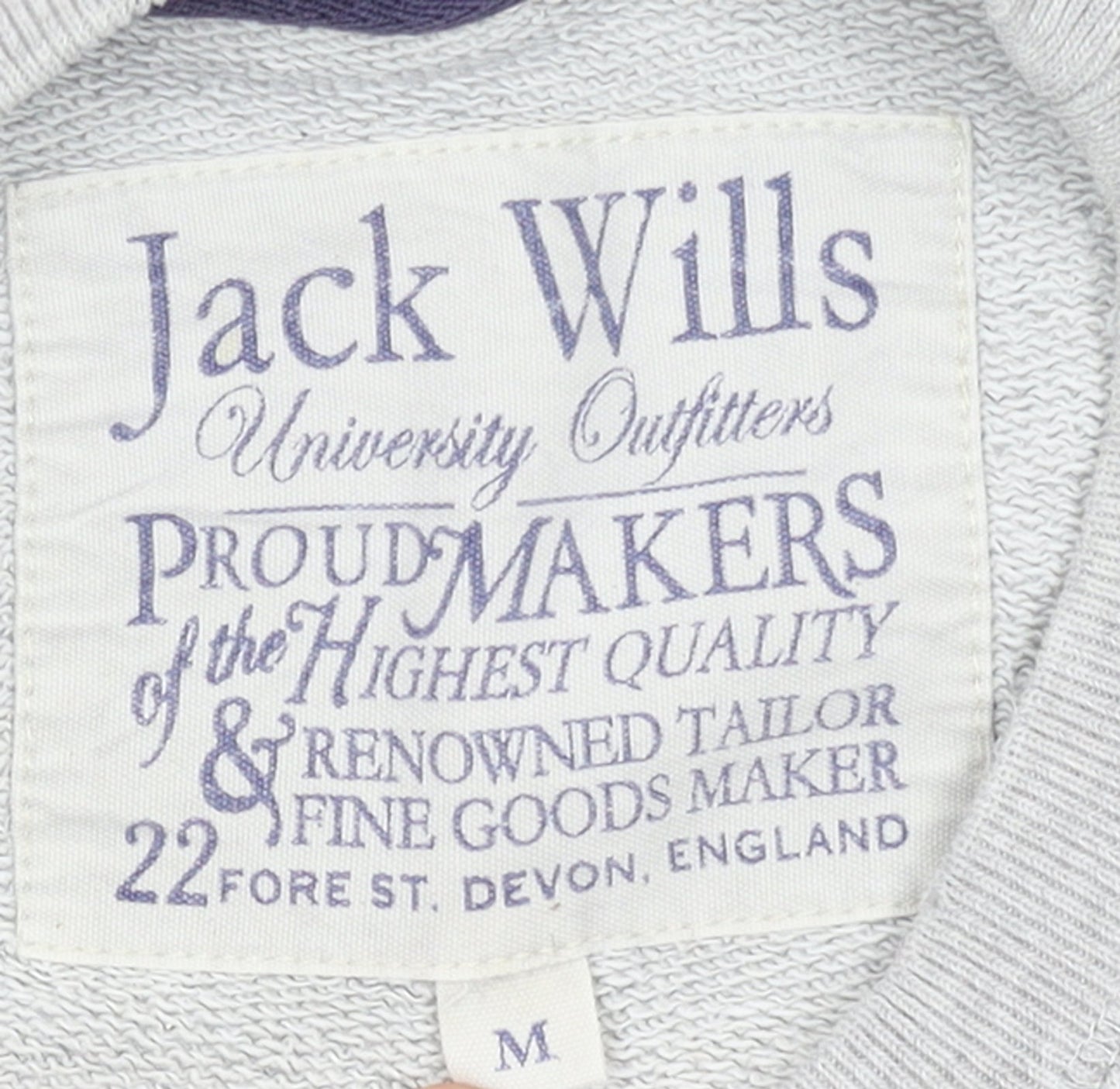 Jack Wills Men's Grey Pullover Sweatshirt M Crew Neck Logo