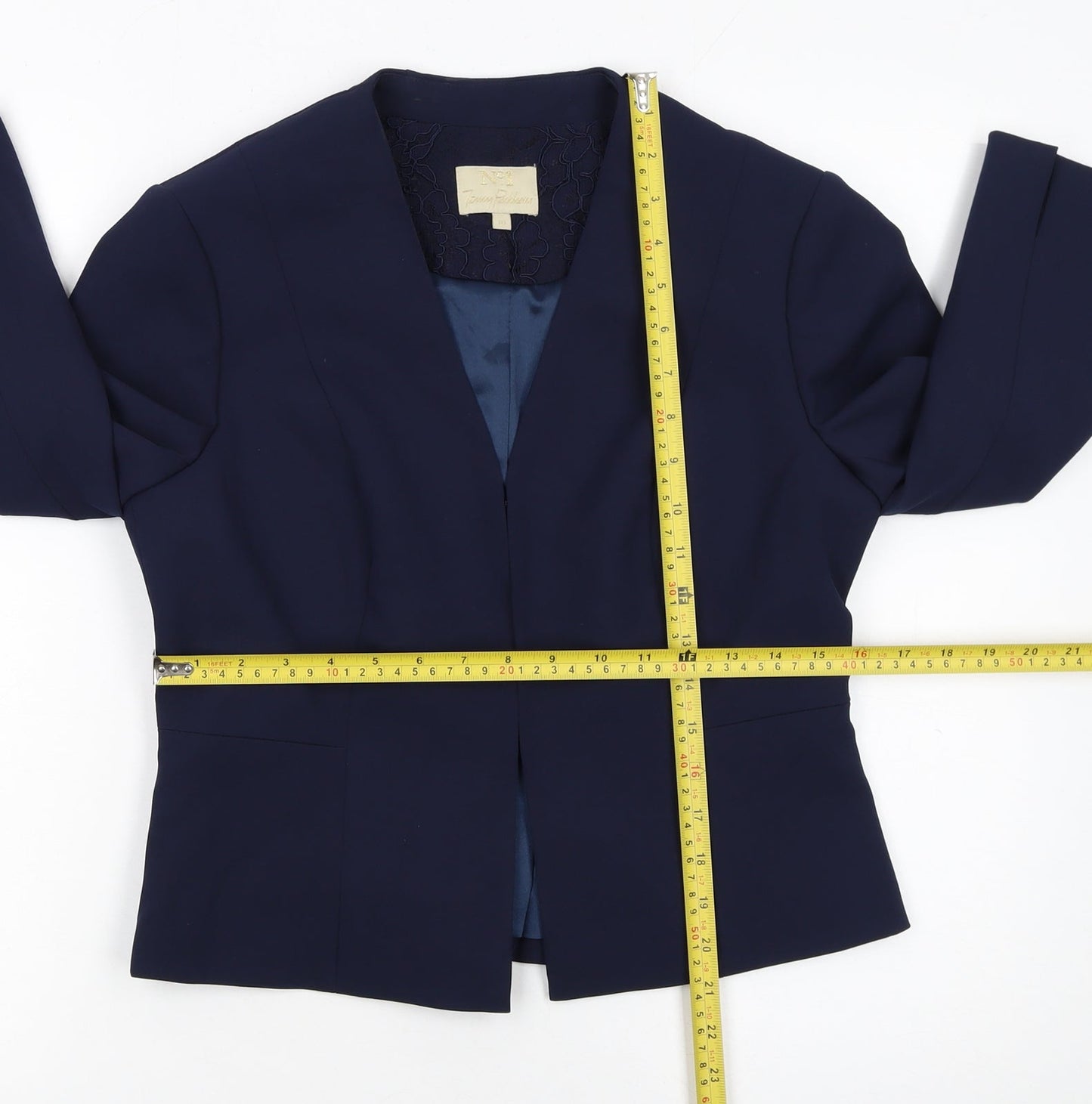 Jenny Packham Women's Blue Size 10 Tailored Blazer Jacket