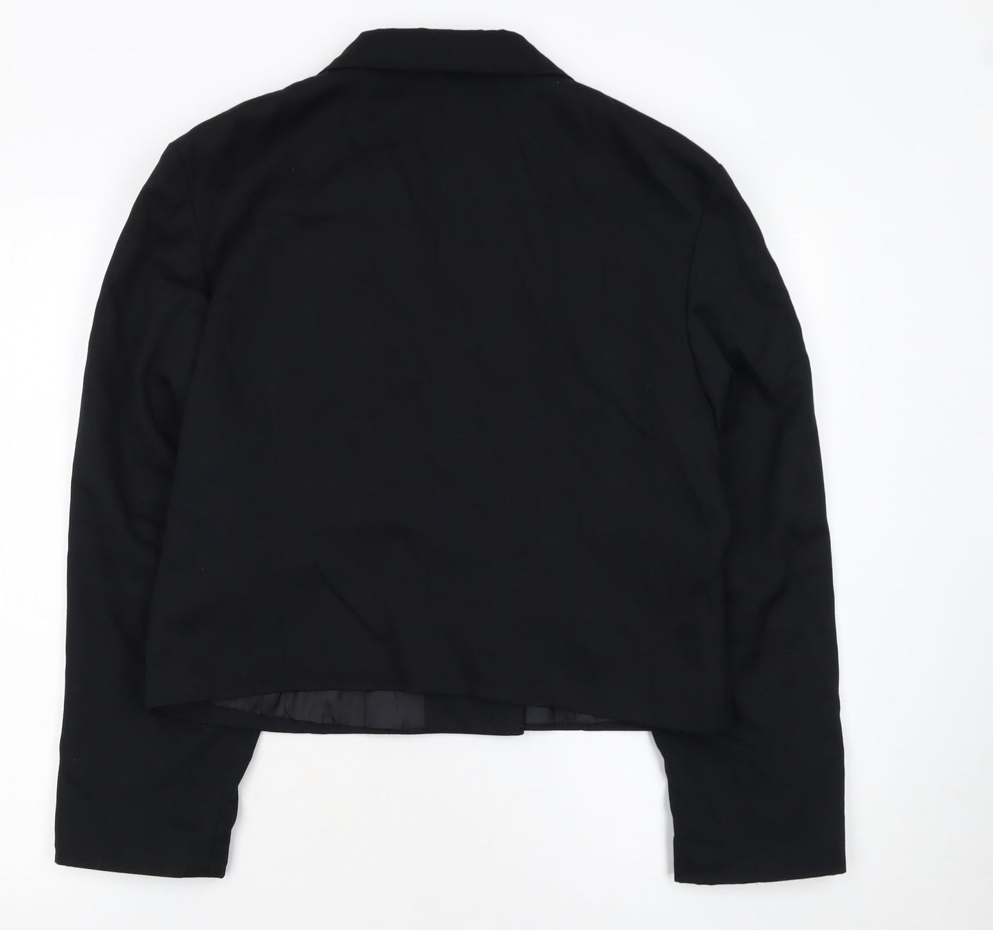 Etam Women Black Size 16 Double-Breasted Cropped Blazer