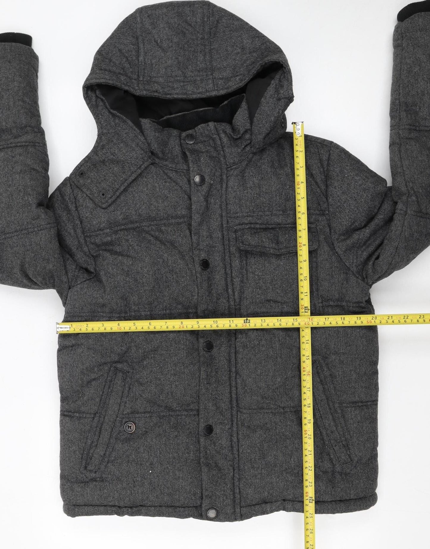 Burton Menswear Men Grey Hooded Puffer Jacket Medium