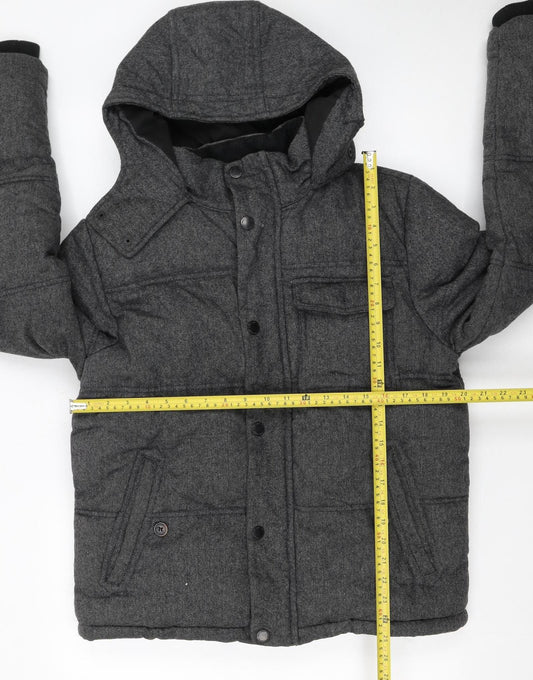 Burton Menswear Men Grey Hooded Puffer Jacket Medium