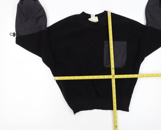 H&M Move Womens Black XS Pullover Sweatshirt with Zip Pocket