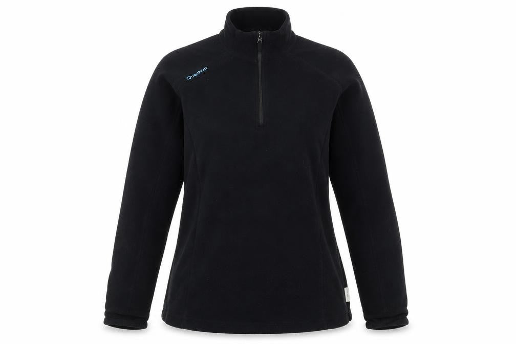 Quechua Women Black Fleece 1/4 Zip Pullover Sweatshirt Size L