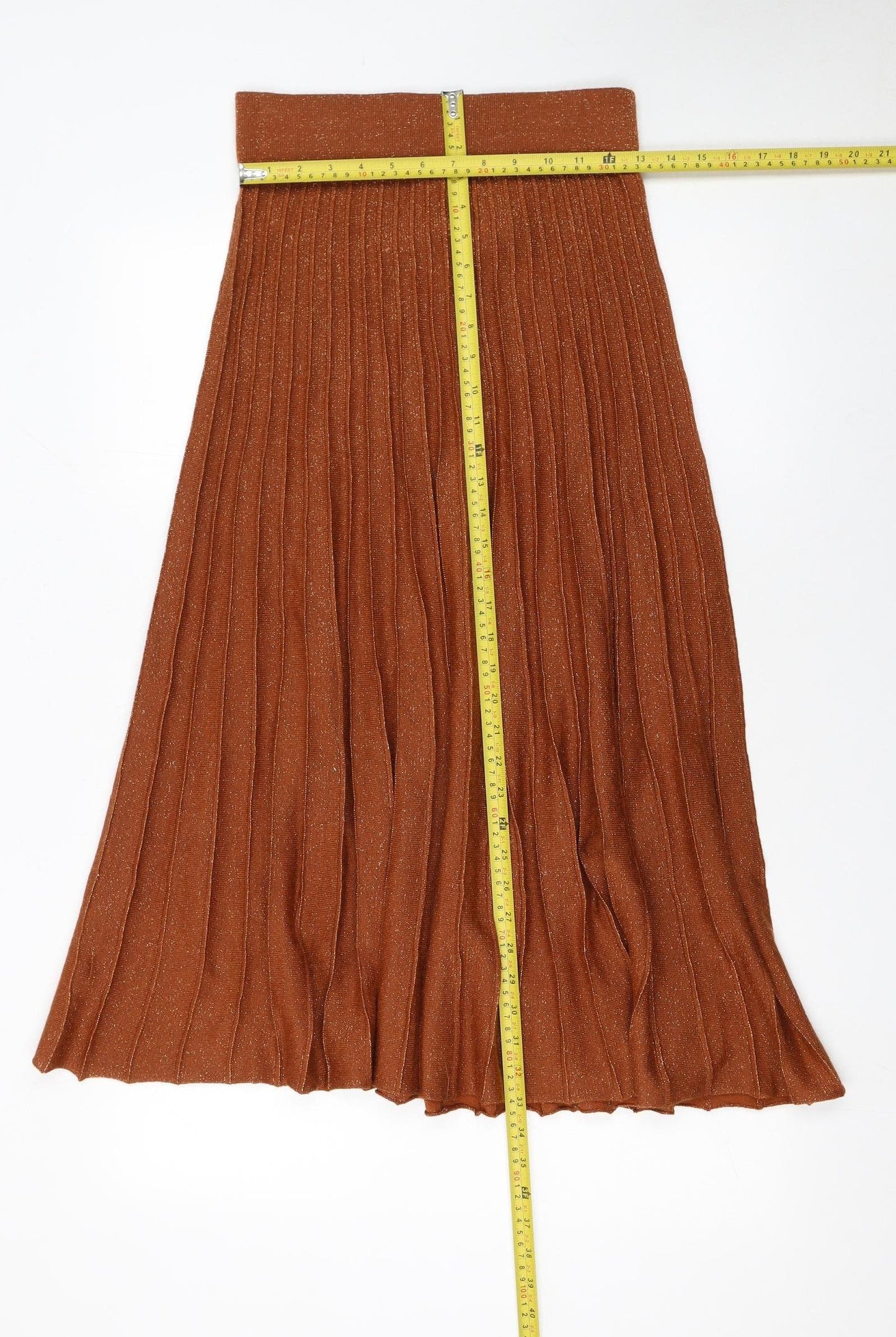 Selected Femme Women's Brown Pleated Midi Skirt XS Wool Blend