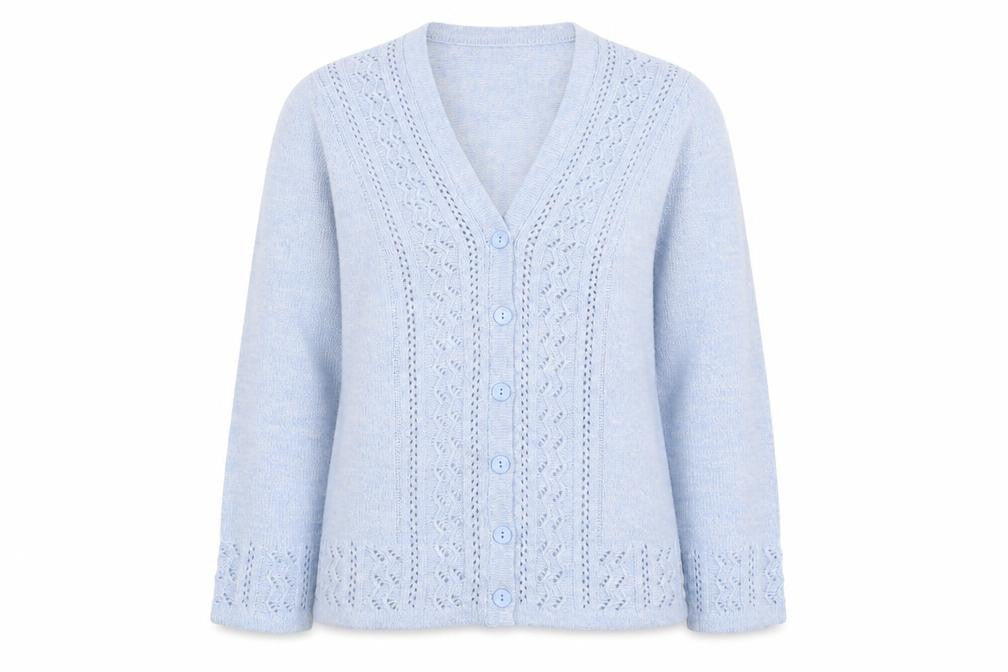 Isle Women Blue Cardigan Size 10-12 Acrylic Knit V-Neck