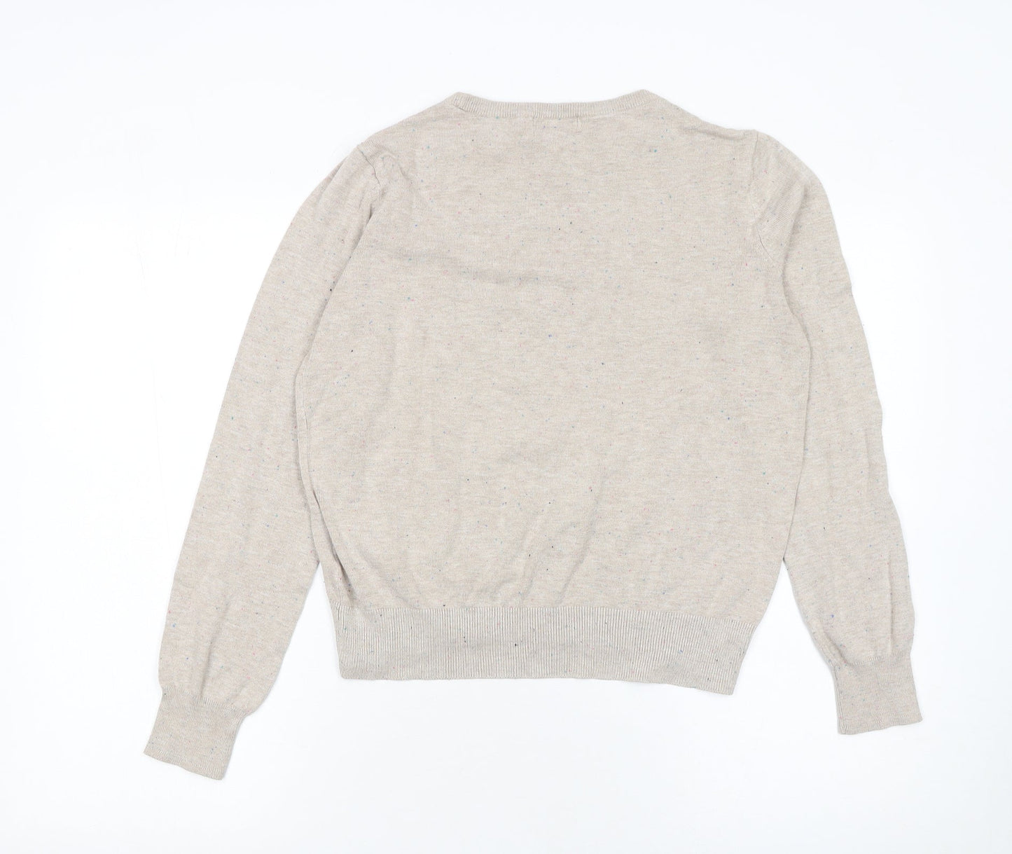 H&M Women Beige Crew Neck Long Sleeve Pullover Jumper Size S