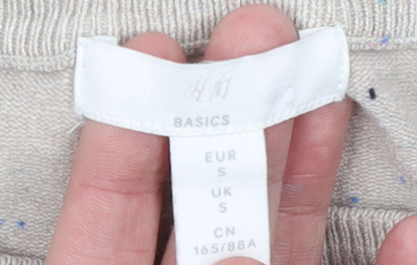 H&M Women Beige Crew Neck Long Sleeve Pullover Jumper Size S