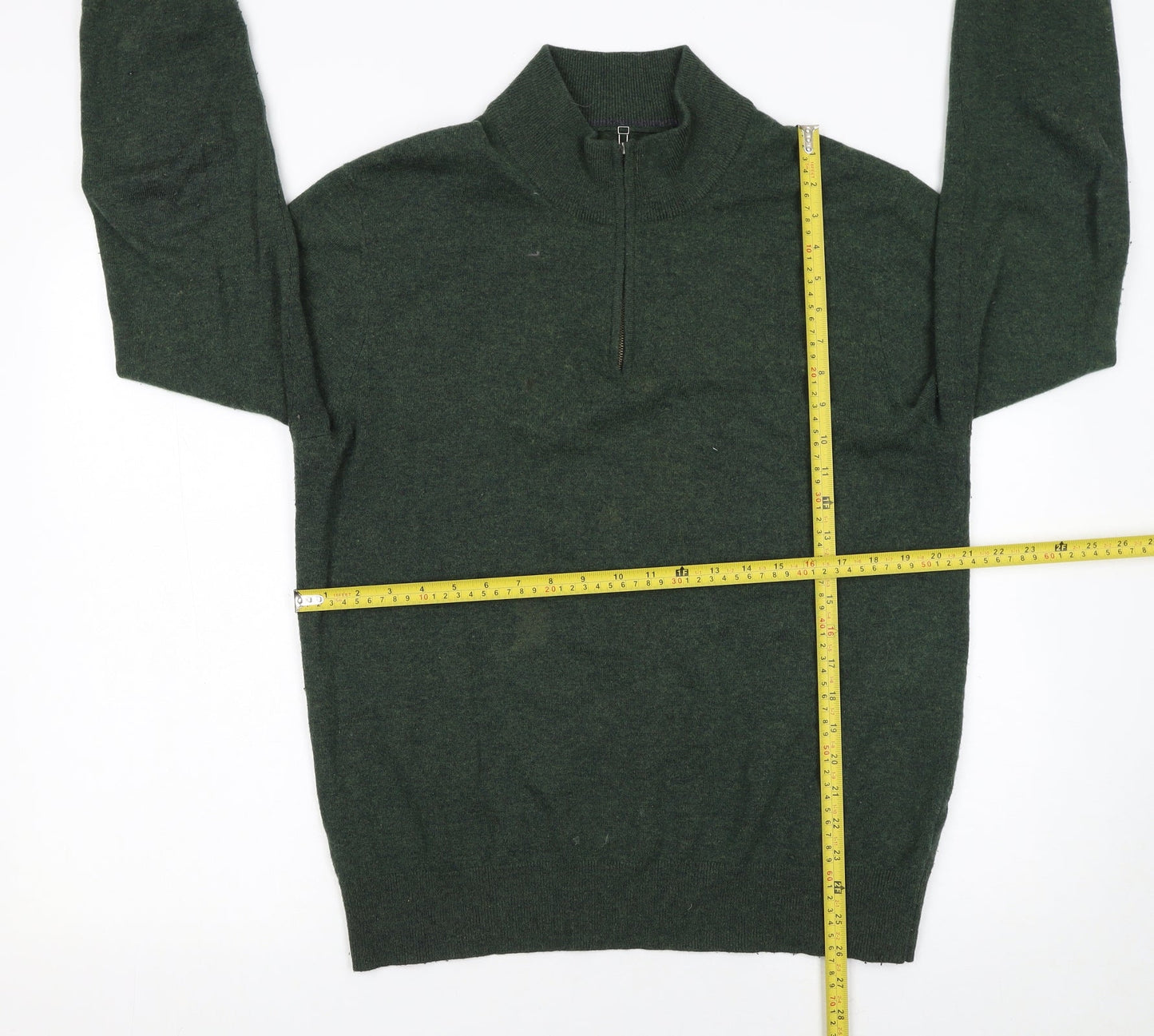 Boden Mens Green Wool Half Zip Jumper L Regular Fit