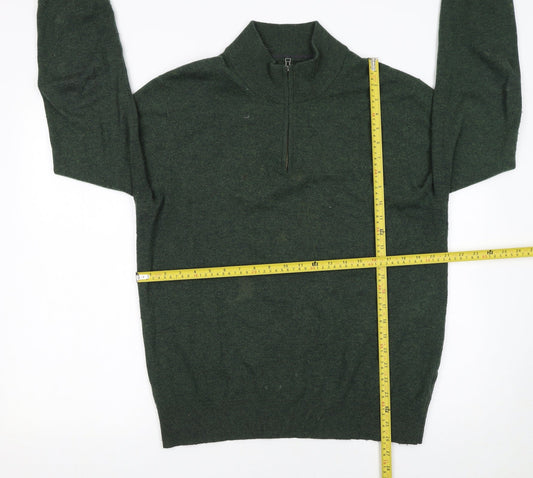 Boden Mens Green Wool Half Zip Jumper L Regular Fit