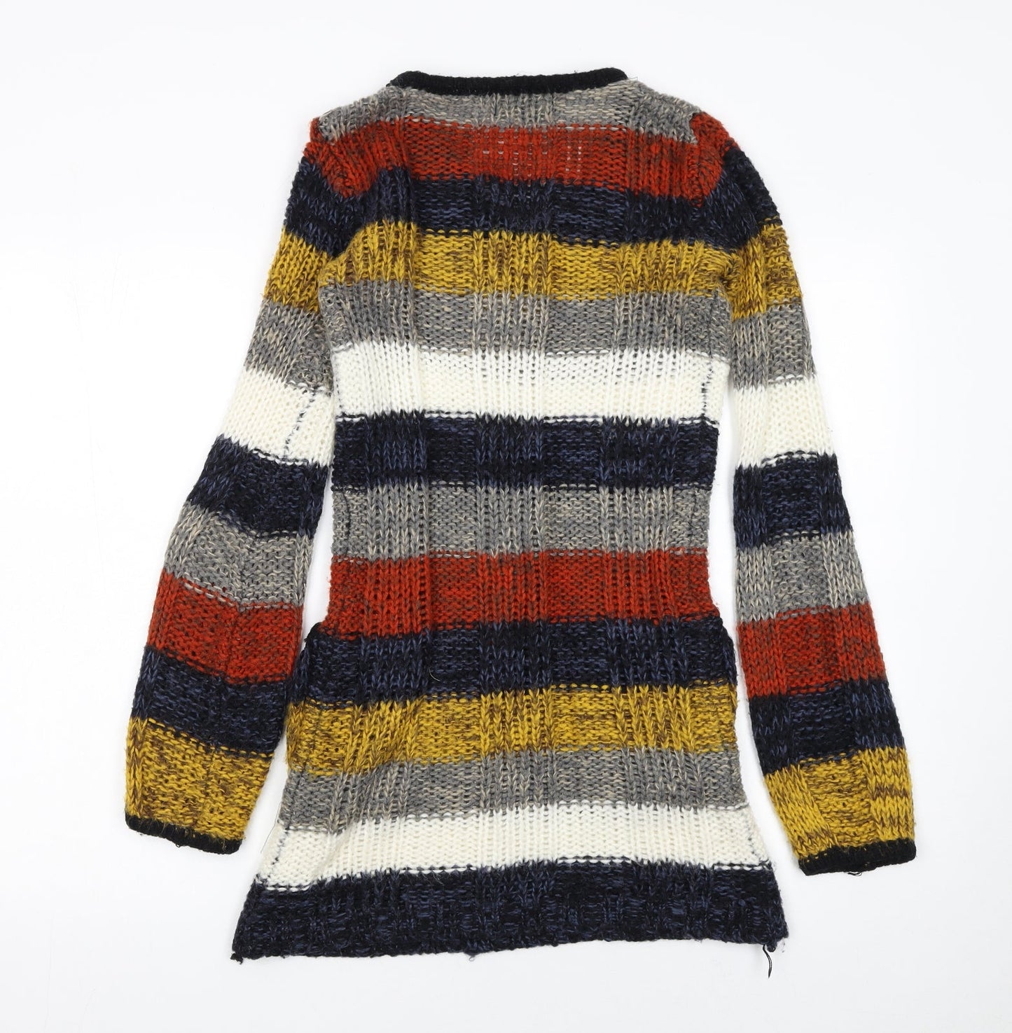 Pilot Women’s Multicoloured Striped V-Neck Chunky Knit Jumper M