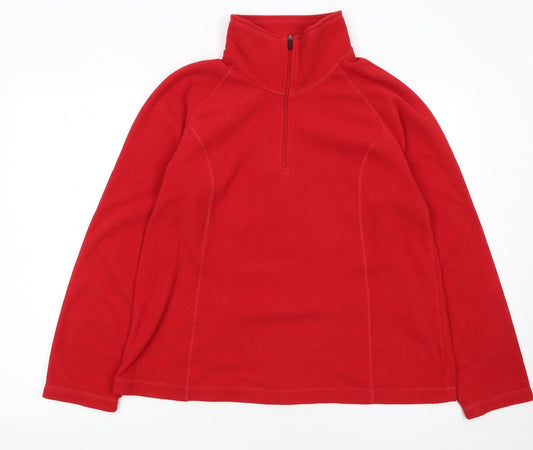 Lands' End Men's Red Fleece 1/4 Zip Pullover Sweatshirt Size L