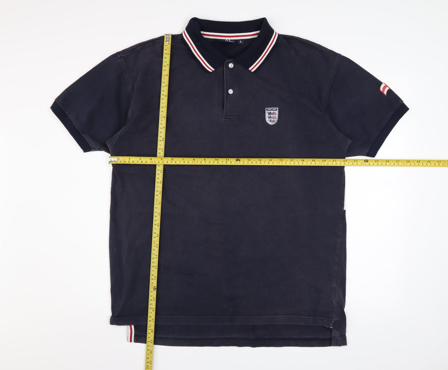 Admiral Men's Blue England Flag Polo Shirt Size L Cotton