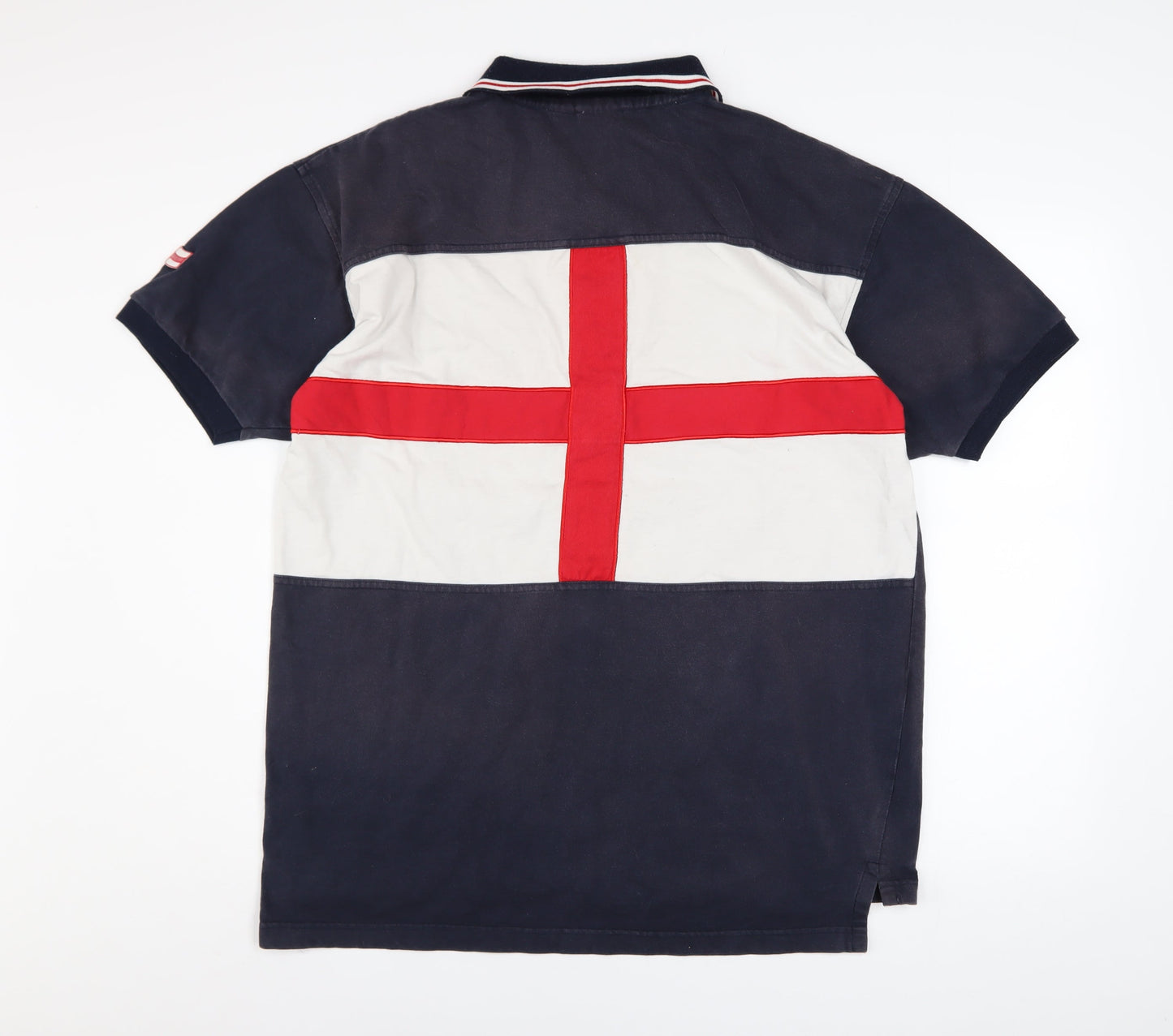 Admiral Men's Blue England Flag Polo Shirt Size L Cotton