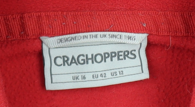 Craghoppers Women's Red Fleece 1/4 Zip Pullover Sweatshirt UK 16