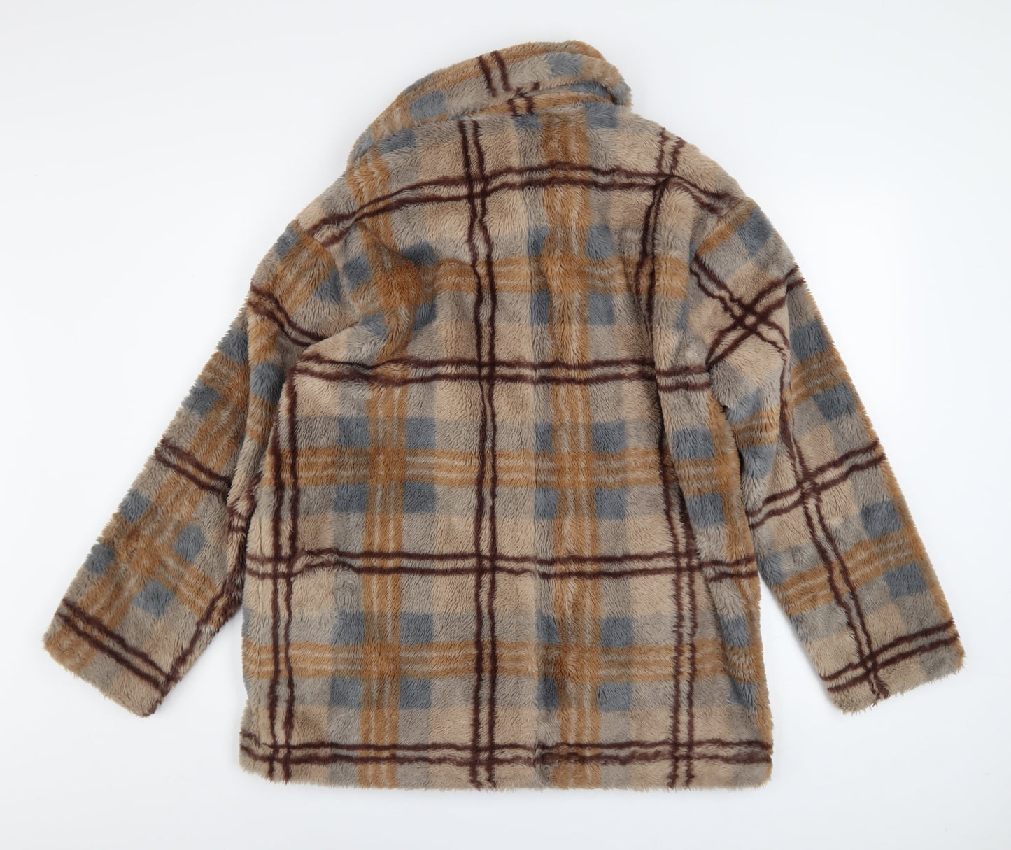 Native Youth Women’s Beige Check Faux Fur Coat XS