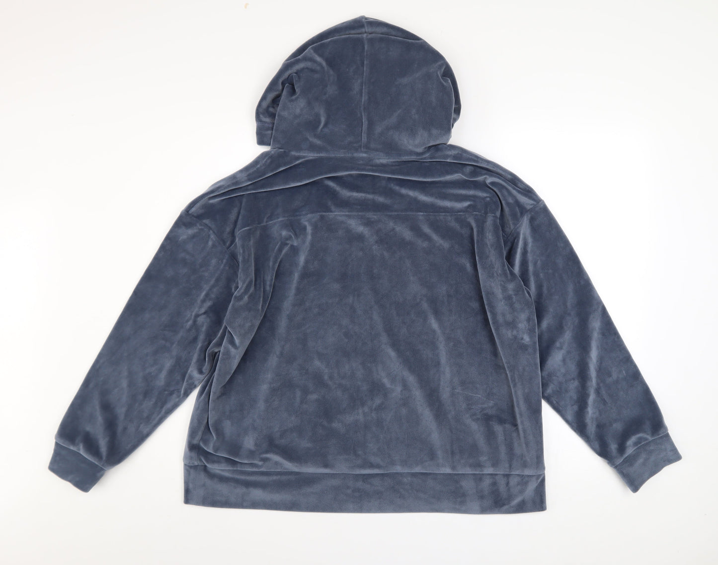 John Lewis Women Blue Velour Pullover Hoodie Size 16