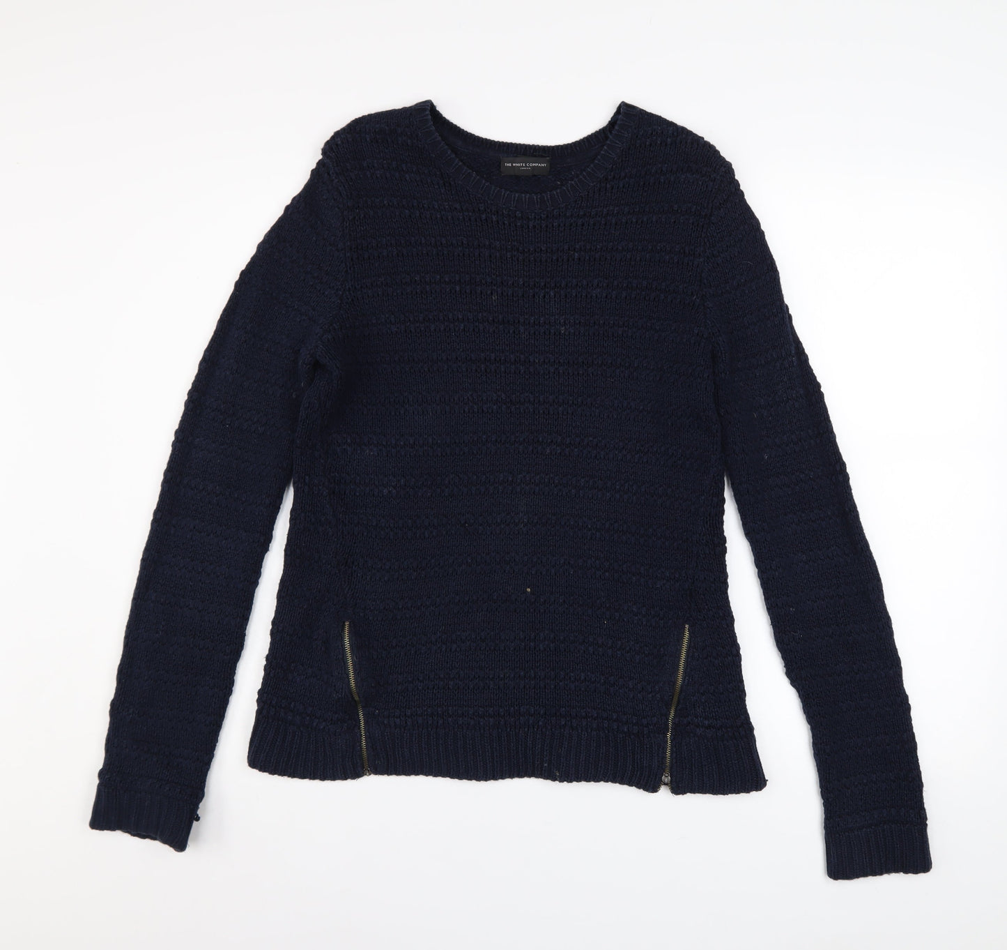 The White Company Women's Blue Wool Chunky Knit Jumper Size 10