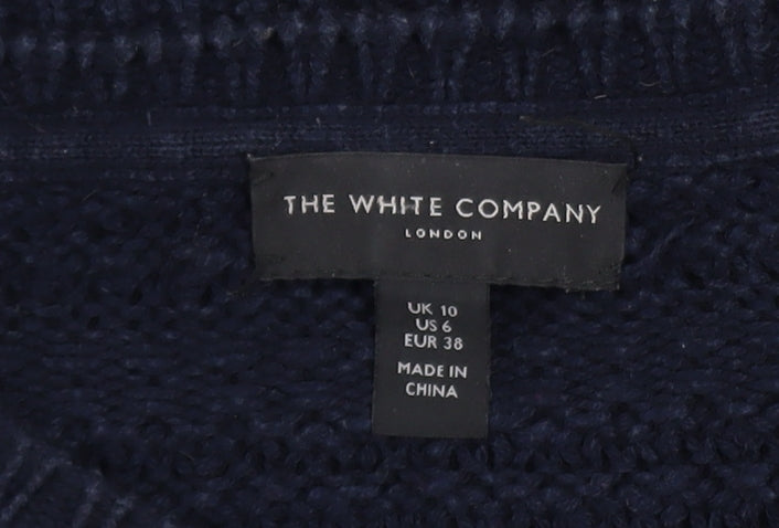 The White Company Women's Blue Wool Chunky Knit Jumper Size 10