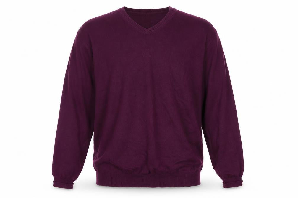 Sandstone & Co. Men’s Purple Cotton Cashmere V-Neck Jumper L
