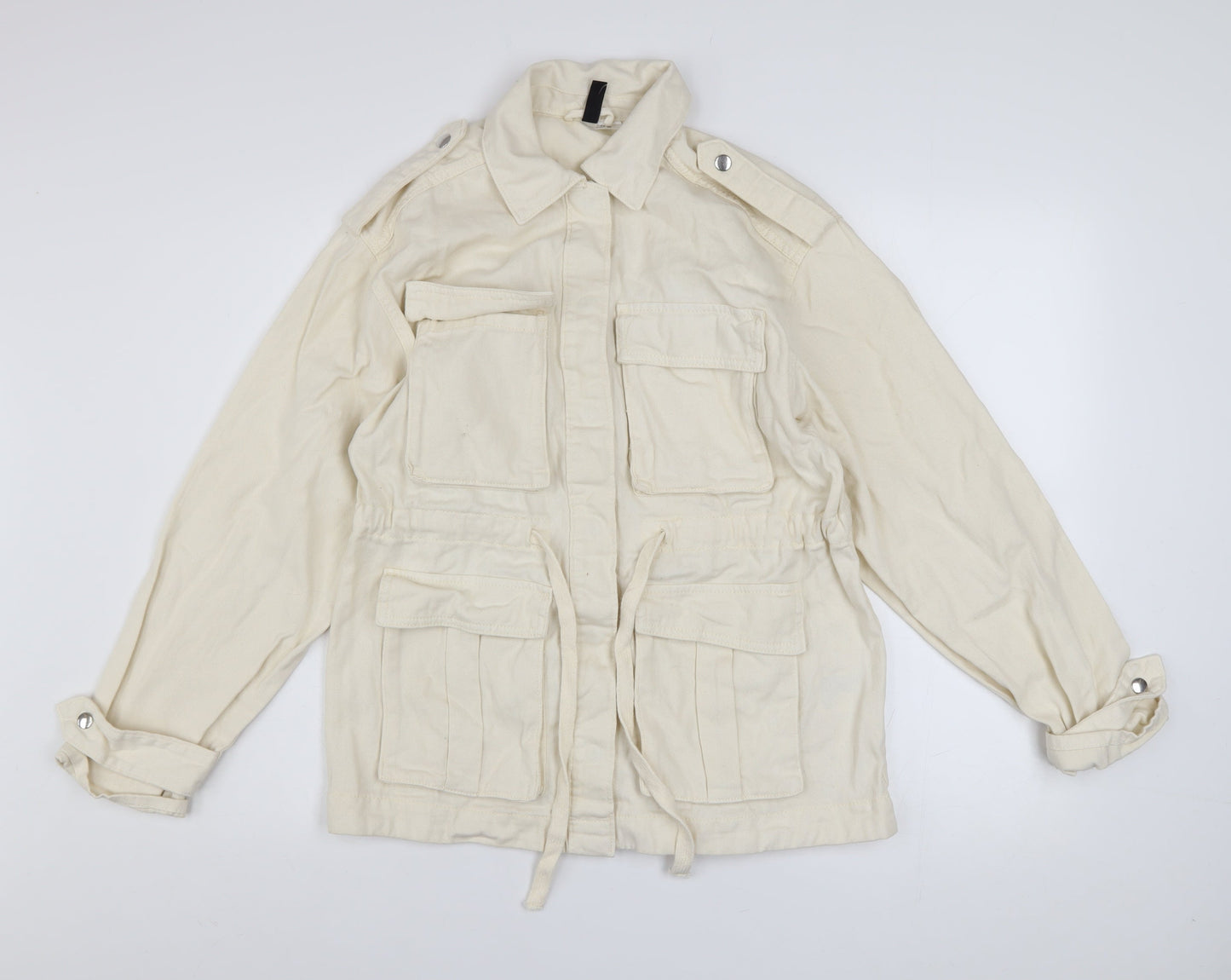 H&M Divided Women's Ivory Cotton Military Jacket 2XS
