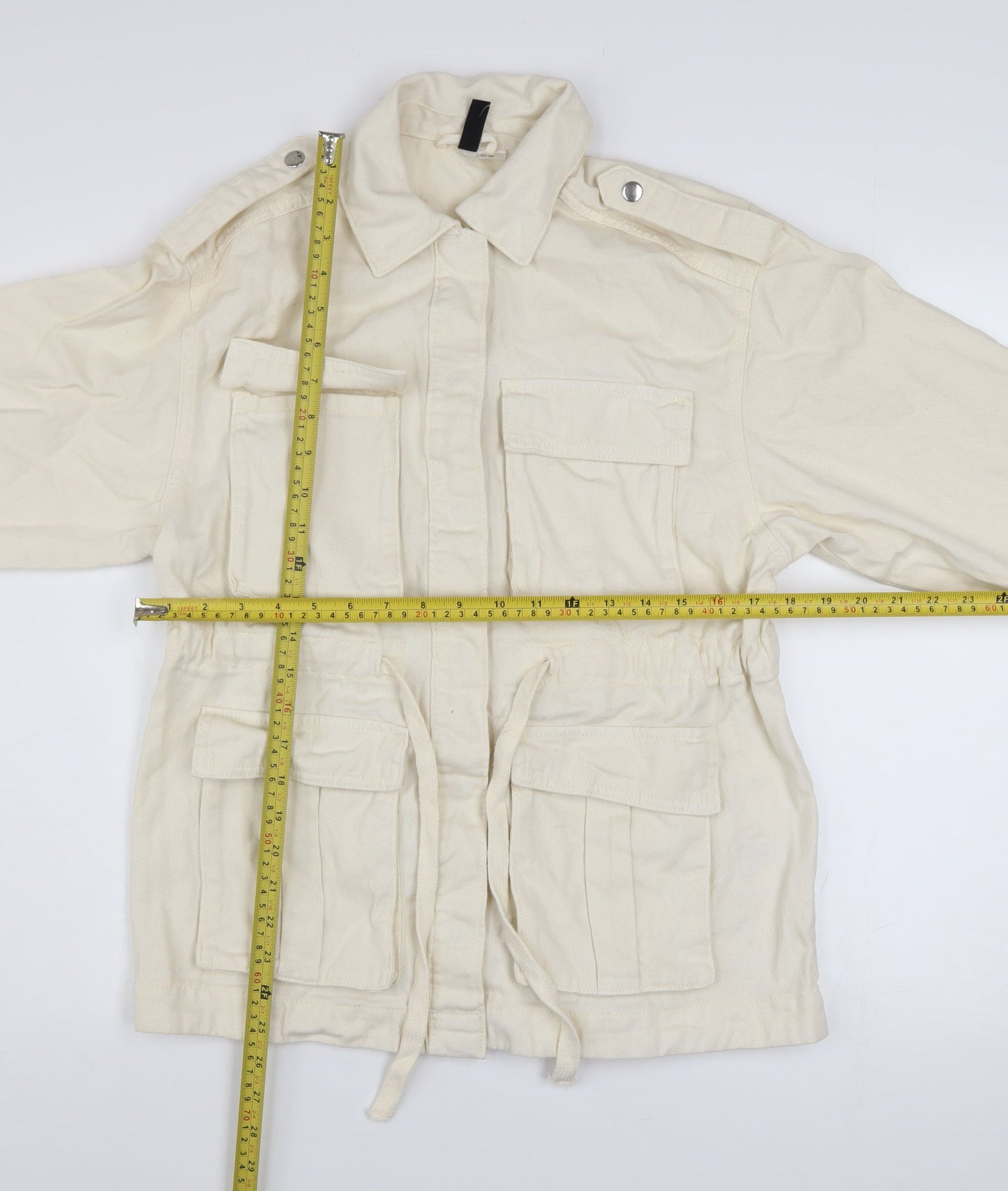 H&M Divided Women's Ivory Cotton Military Jacket 2XS