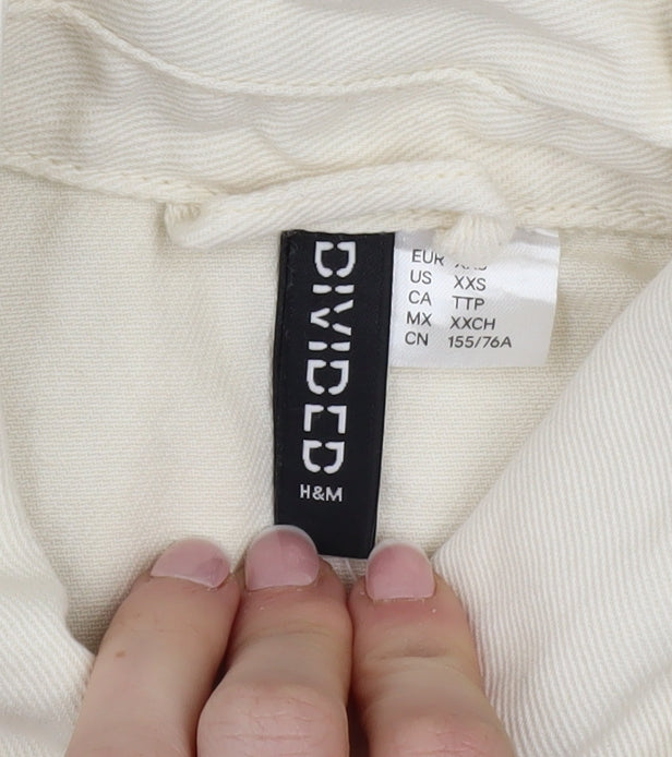 H&M Divided Women's Ivory Cotton Military Jacket 2XS