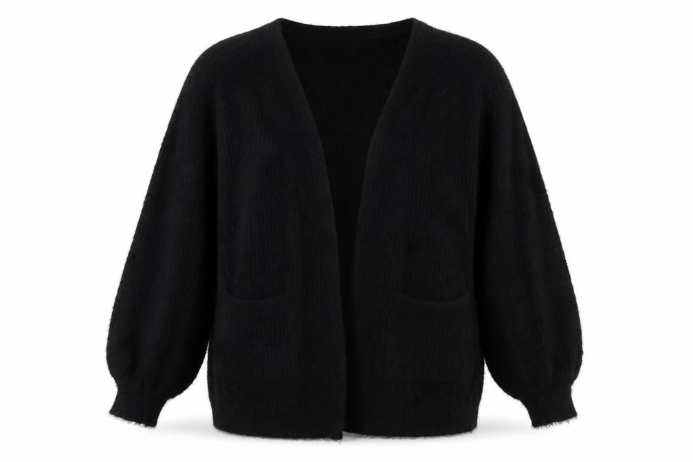 PRETTYLITTLETHING Women Black M Knit V-Neck Cardigan Jumper