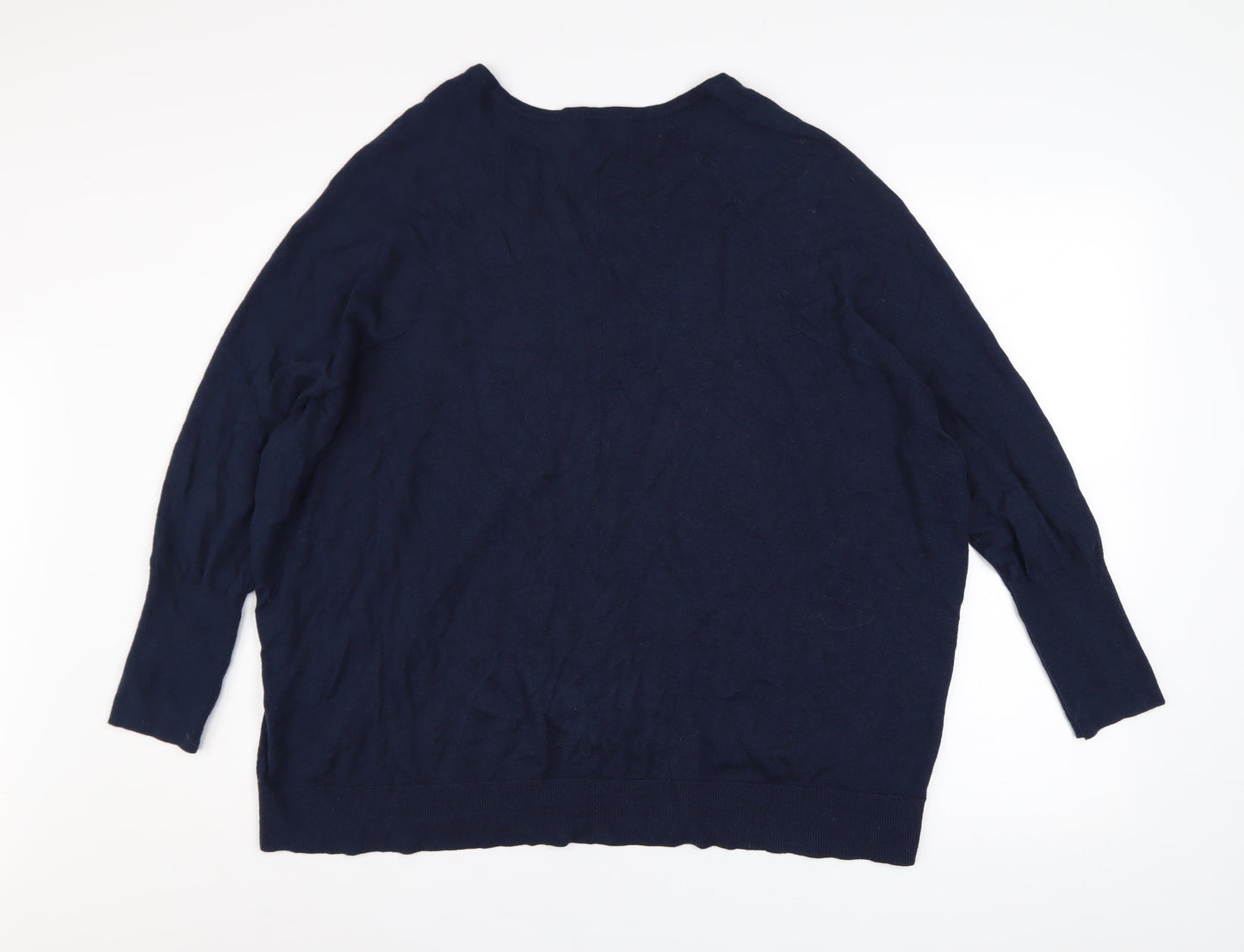 Hush Women's Blue V-Neck Relaxed Fit Knit Jumper Size S