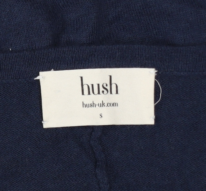 Hush Women's Blue V-Neck Relaxed Fit Knit Jumper Size S