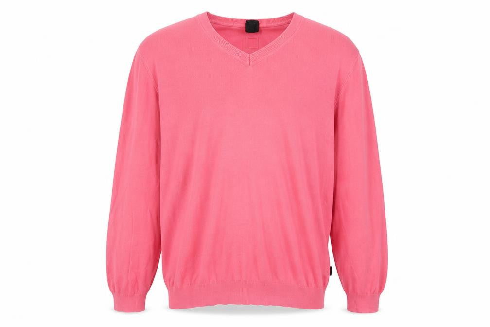 Hugo Boss Men’s Pink V-Neck Slim Fit Cotton Jumper 2XL