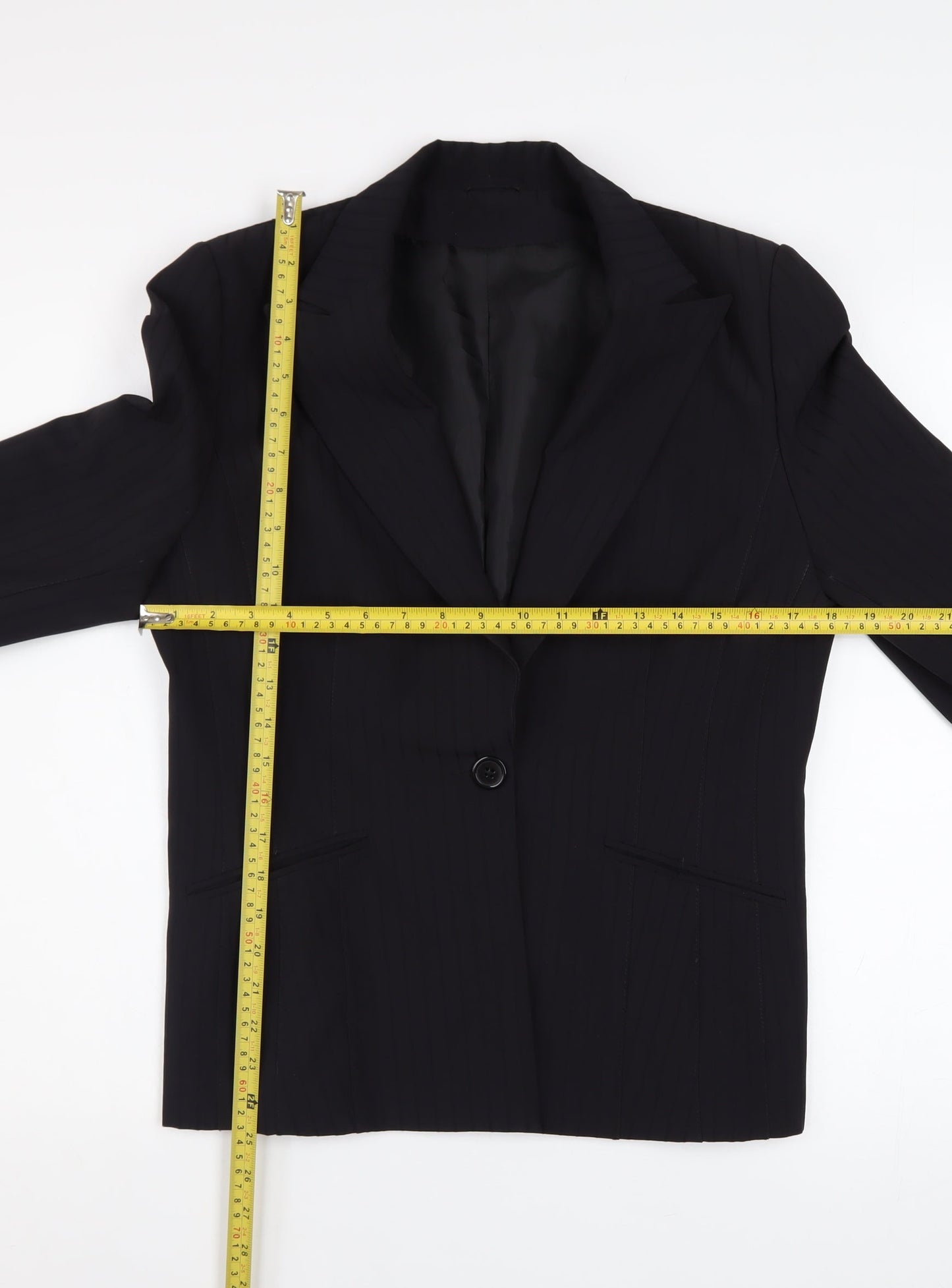 Dorothy Perkins Women's Black Pinstripe Single-Breasted Blazer Size 14