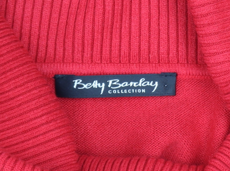 Betty Barclay Women Red Roll Neck Cape Jumper Size 12 Knitwear