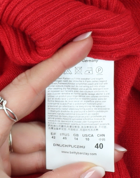 Betty Barclay Women Red Roll Neck Cape Jumper Size 12 Knitwear
