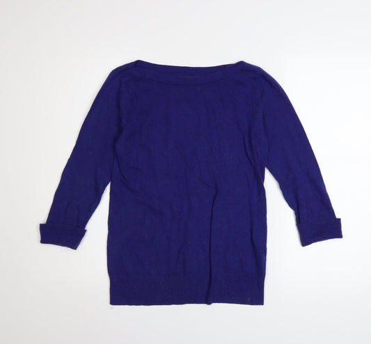 Gap Women's Blue Boat Neck Long Sleeve Cotton Blend Jumper Size M