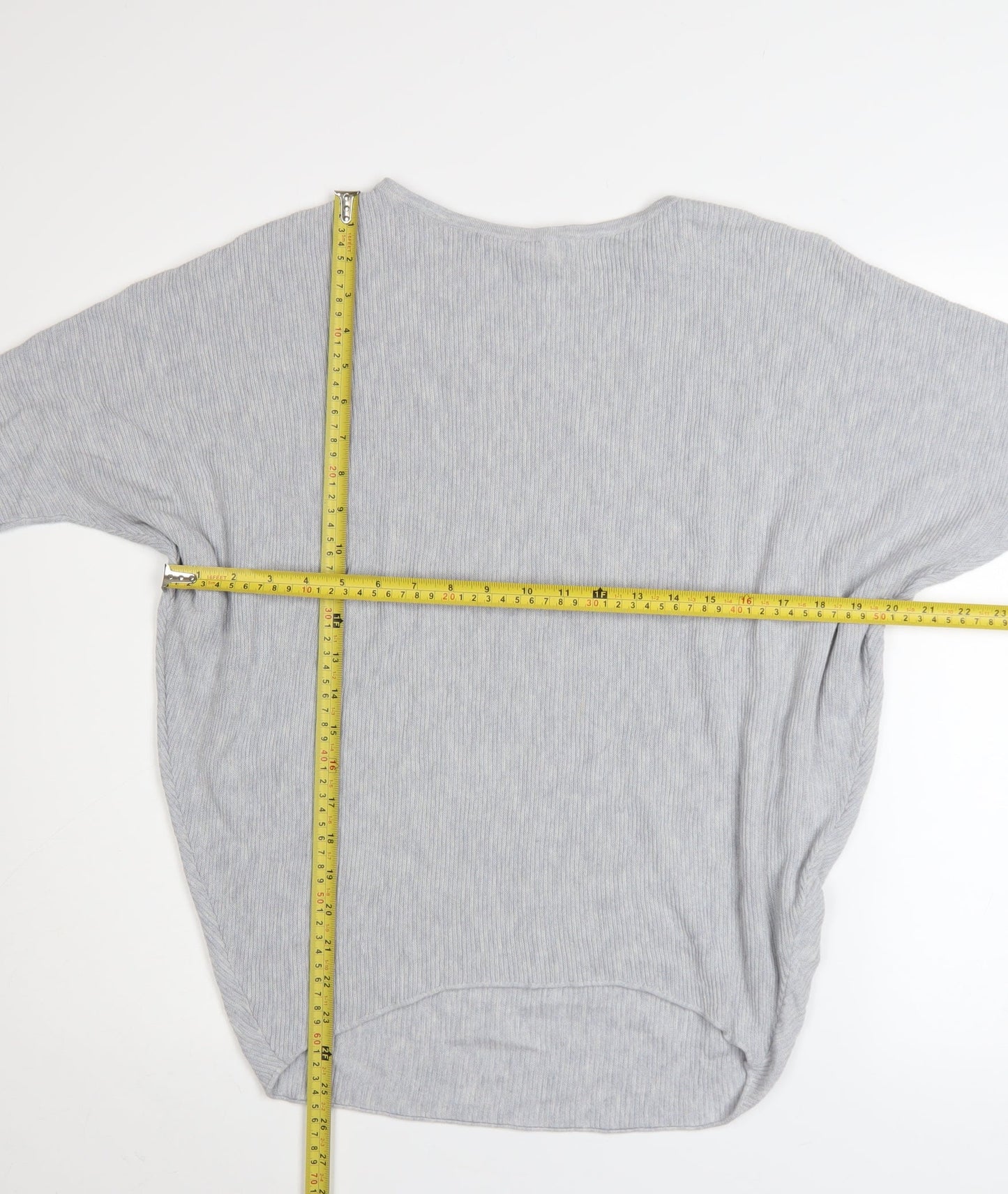 Phase Eight Women Grey Knit Relaxed Fit 3/4 Sleeve Pullover Jumper M