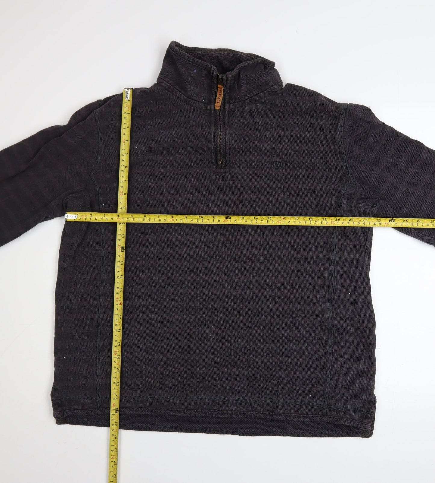 FatFace Men’s Grey Charcoal 1/4 Zip Cotton Sweater L