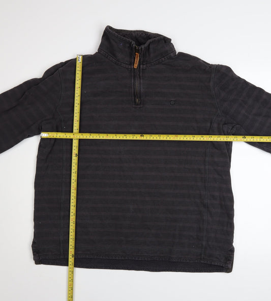 FatFace Men’s Grey Charcoal 1/4 Zip Cotton Sweater L