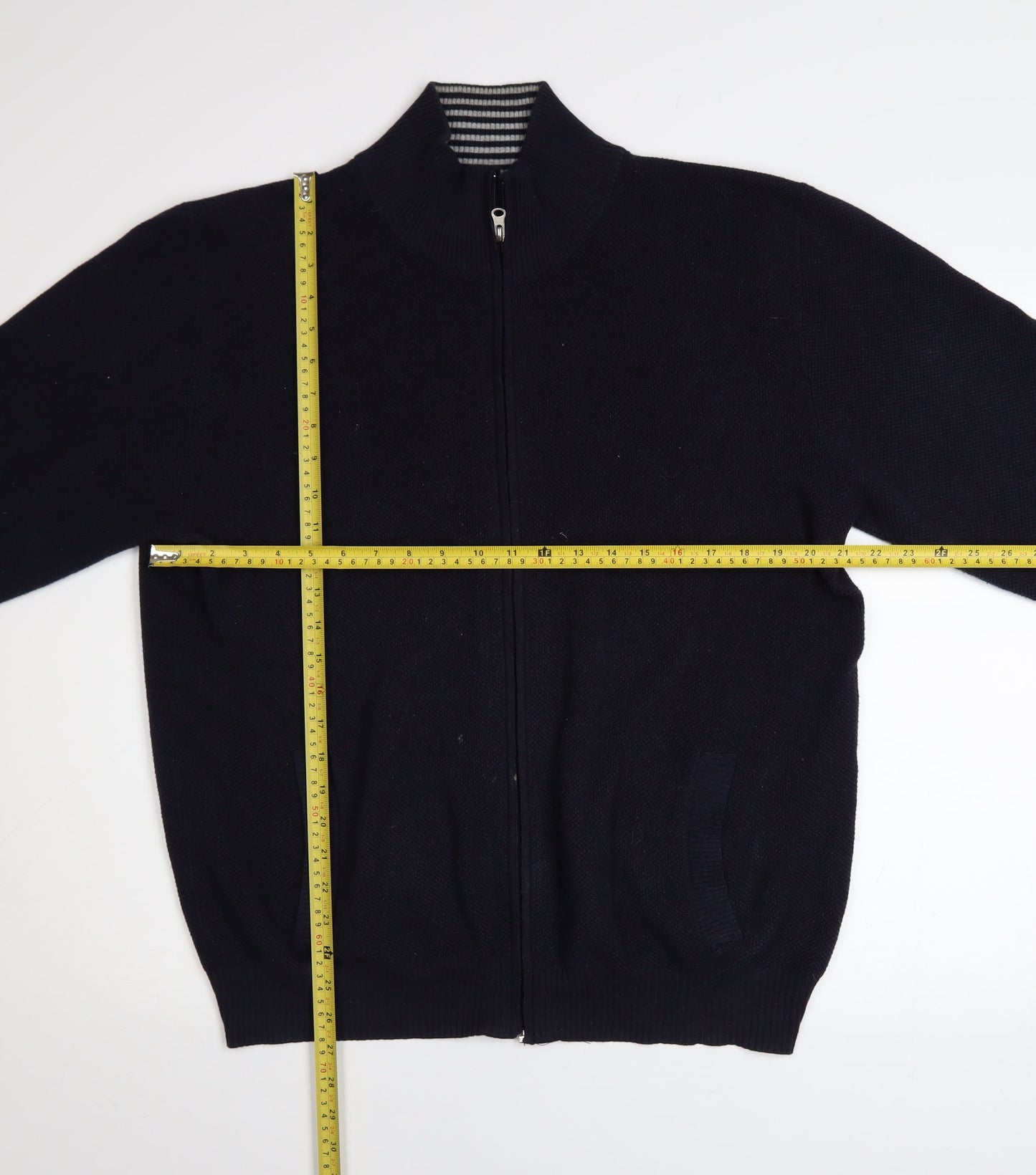 Greenwoods Men’s Blue Full Zip Cotton Knit Jacket Size L