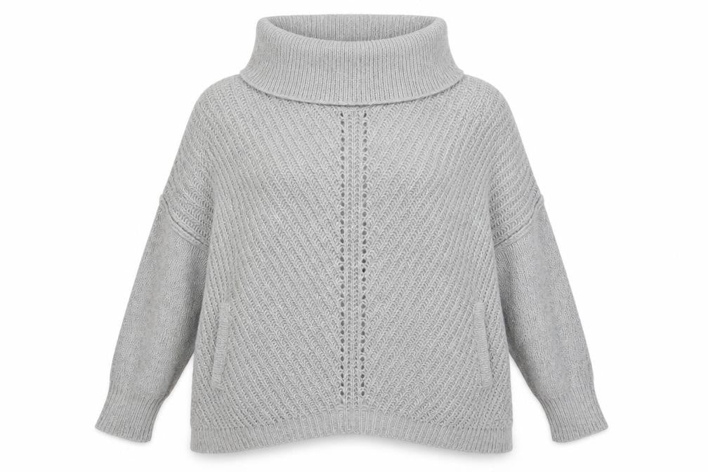 Mint Velvet Women Grey Cowl Neck Chunky Knit Jumper Size 12