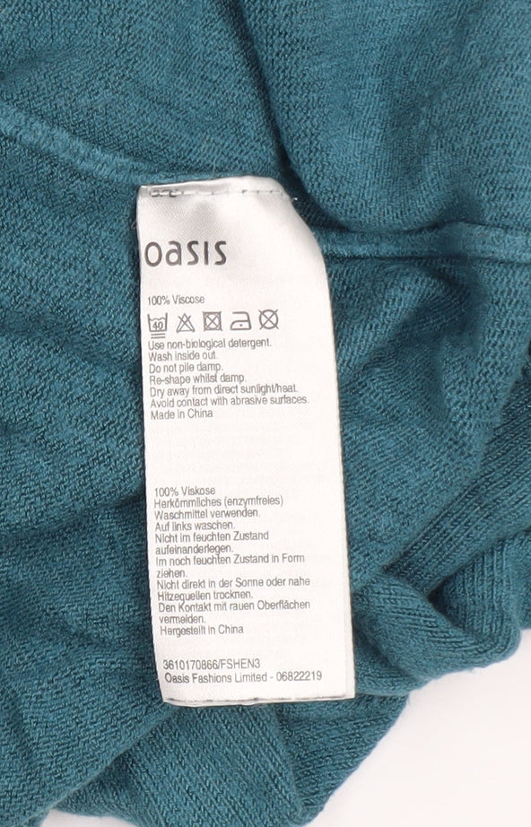 Oasis Women's Blue Crew Neck Long Sleeve Viscose Jumper Size S