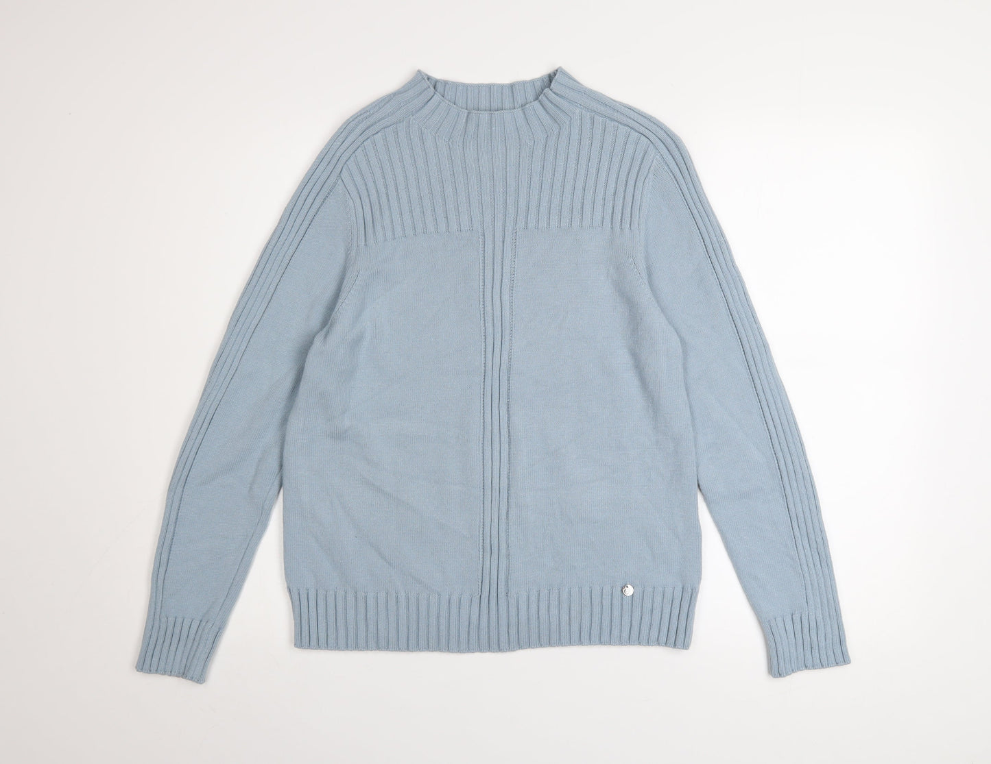 Gollehaug Women Blue Mock Neck Long Sleeve Knit Jumper Size 12