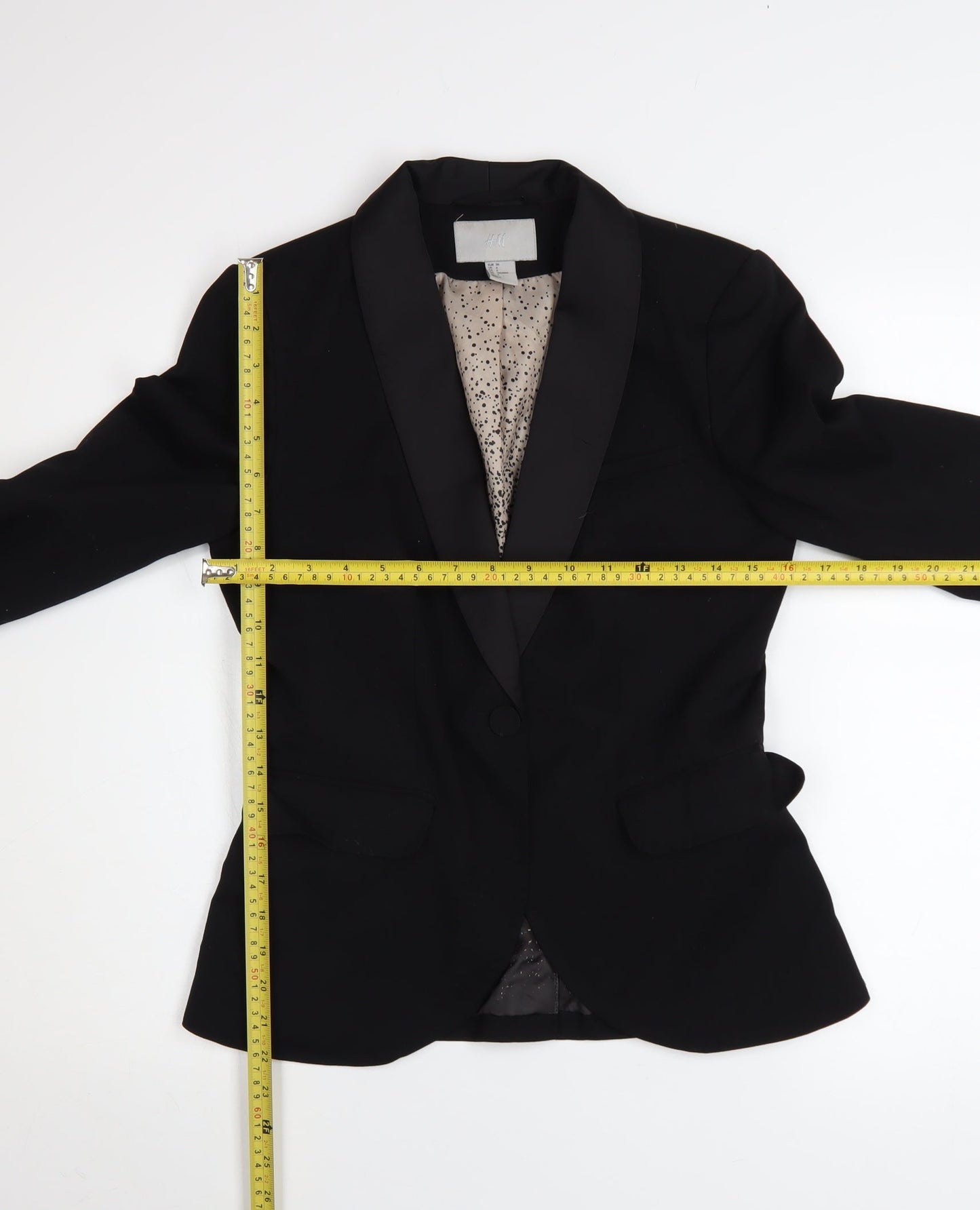 H&M Women Black Size 8 Shawl Lapel Single-Breasted Blazer Jacket