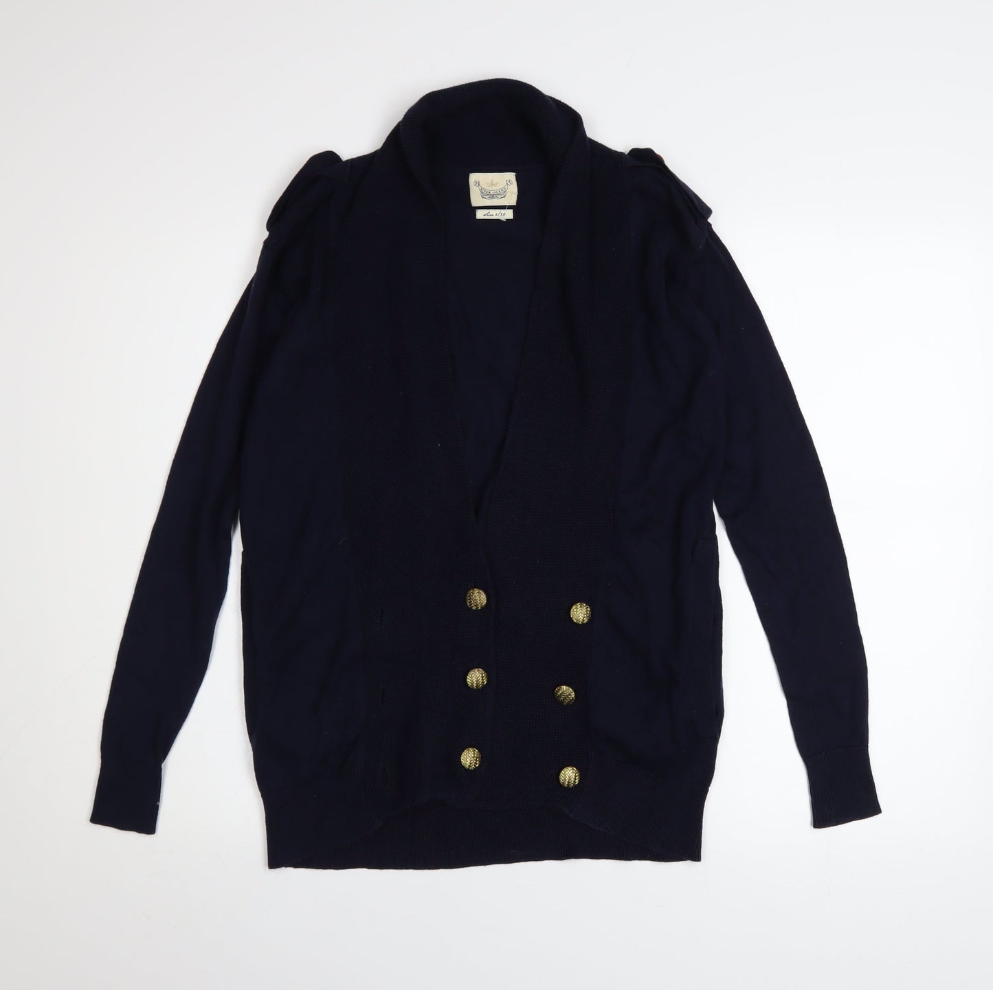 River Island Women's Blue 100% Cotton Long Sleeve Cardigan Size 6